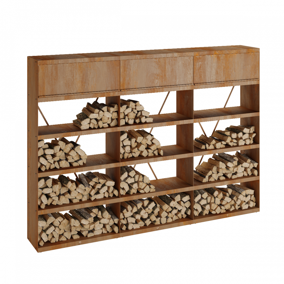 Corten firewood storage top