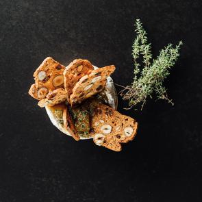 Melted Camembert and nut crackers