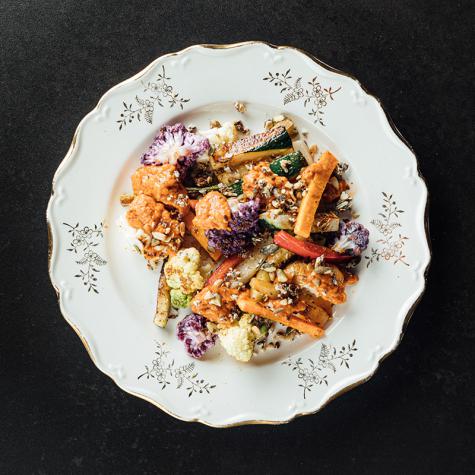 Roasted vegetables with Oriental dip